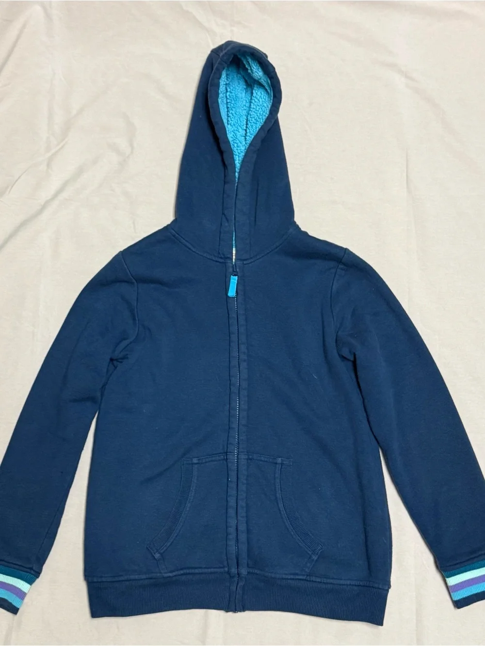 Wonder Nation Sherpa Lined Zip Hoodie Youth XL 14-16 Navy Fleece Jacket
